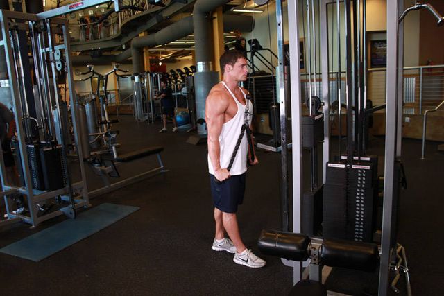 Triceps Pushdown - Rope Attachment: finishing position