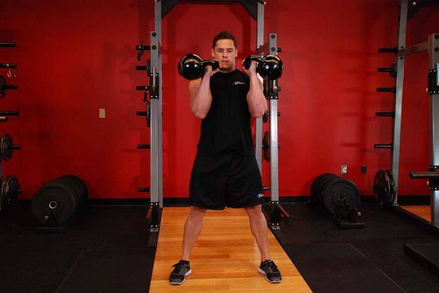 Two-Arm Kettlebell Clean: finishing position