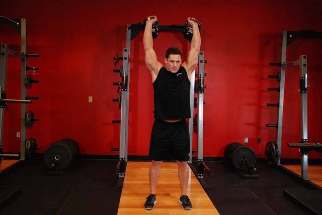 Two-Arm Kettlebell Military Press: finishing position